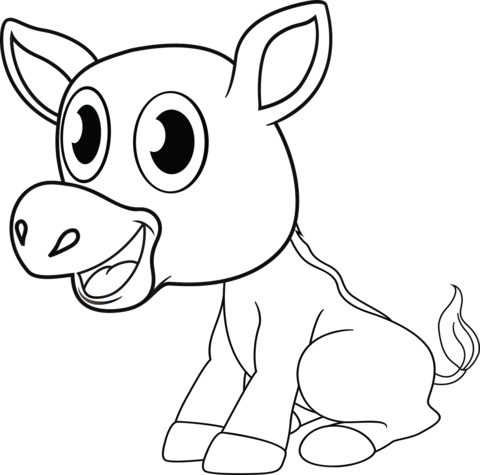 Cute Donkey Coloring Page